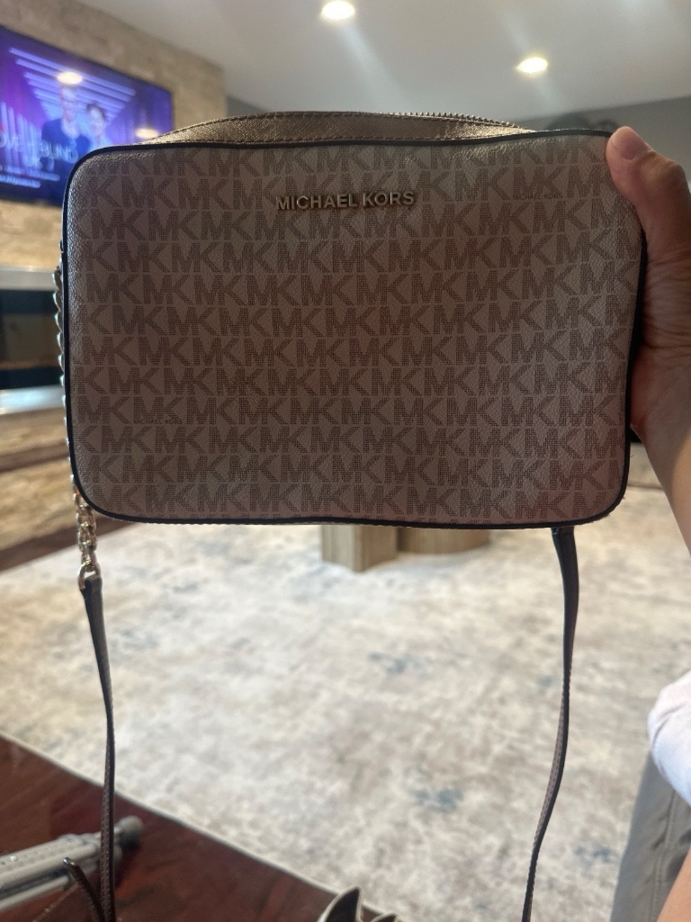 Michael Kors Tan/Brown MK Logo Crossbody Bag